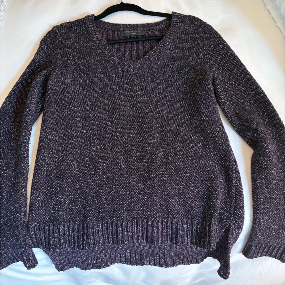 Rag & Bone Purple V-Neck Sweater